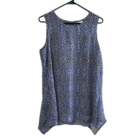 Fever Layered Sleeveless Blouse Shirt Too Blue Lightweight Womens Large Long - Picture 1 of 9
